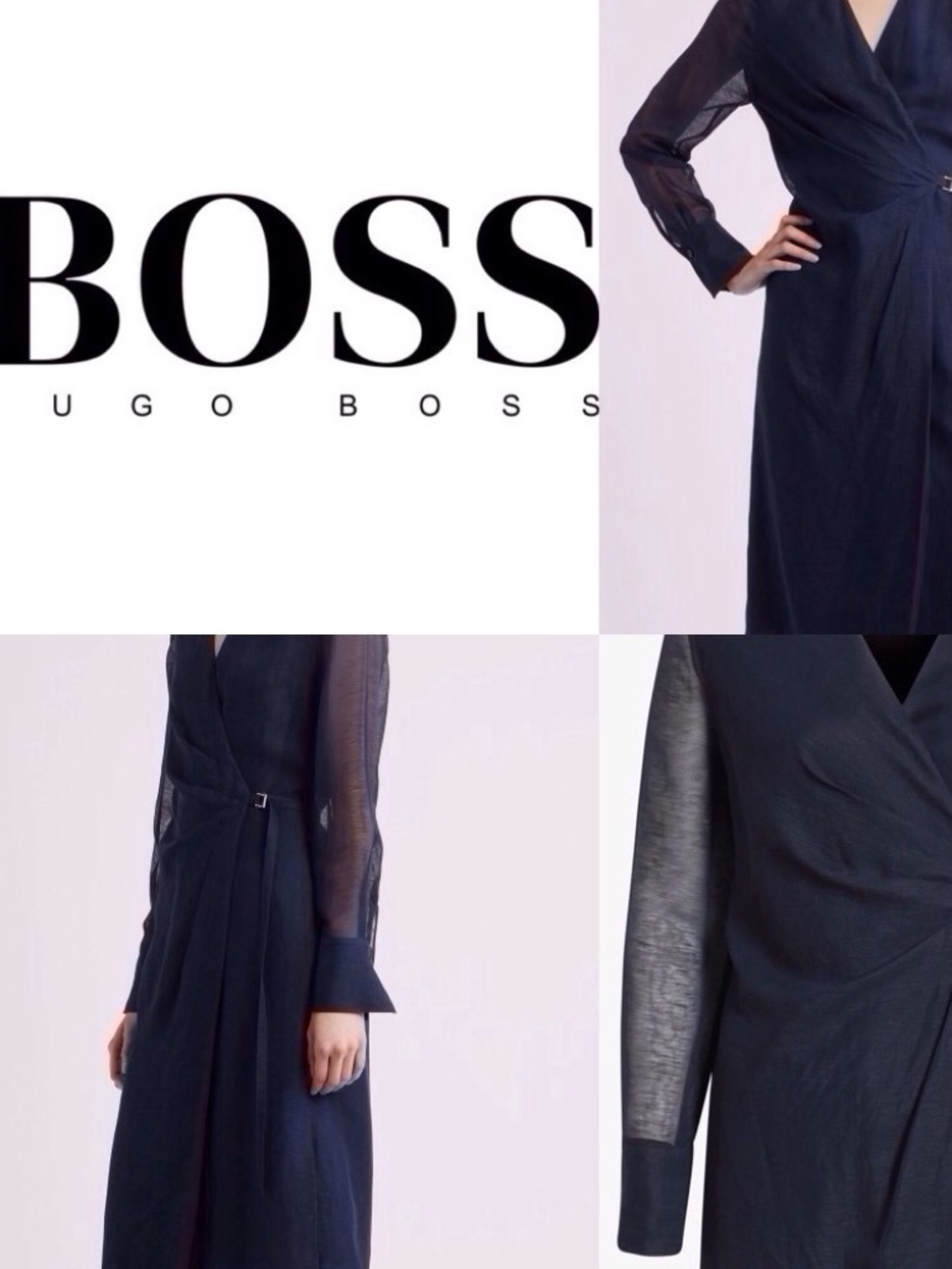 NWT Hugo BOSS 💙Gorgeous Long Sleeve Wrap Dress Blue size 8
